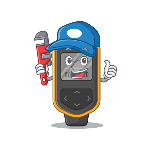 cartoon mascot design of dive computer as a Plumber with tool - Vektör, Görsel