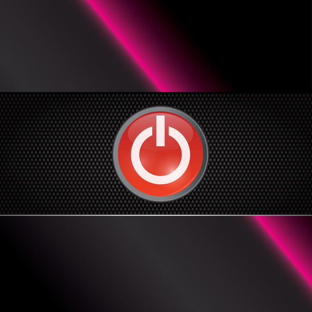 Power red shiny button - Vector, imagen
