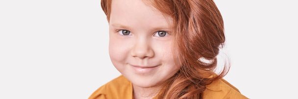 Red hair. Girl head portrait. Attractive little woman - Photo, Image