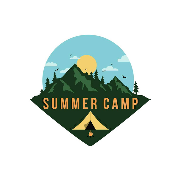 Логотип векторного дизайна летнего лагеря, знак, шаблон иконы
 - Вектор,изображение