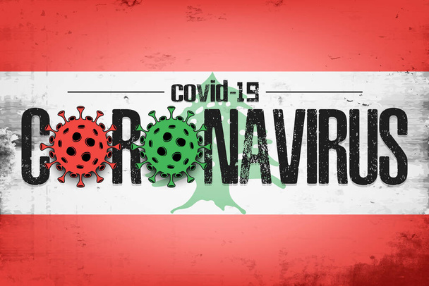 Flag of Lebanon with coronavirus covid-19 - Вектор,изображение