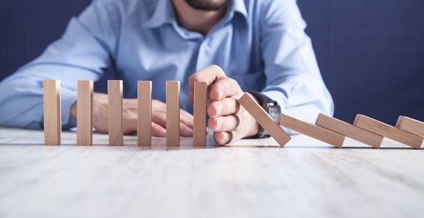 Stop domino effect. Business, Solution - Photo, Image