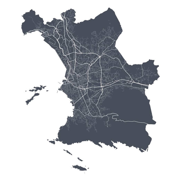 Карта Марселя. Детальна векторна мапа адміністративного району Марселя. Темний плакат з вулицями на білому тлі.. - Вектор, зображення