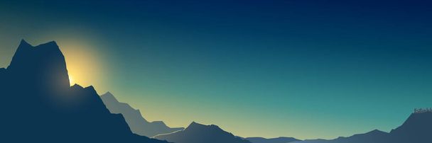 Знамя на восходе солнца в горах - Вектор,изображение
