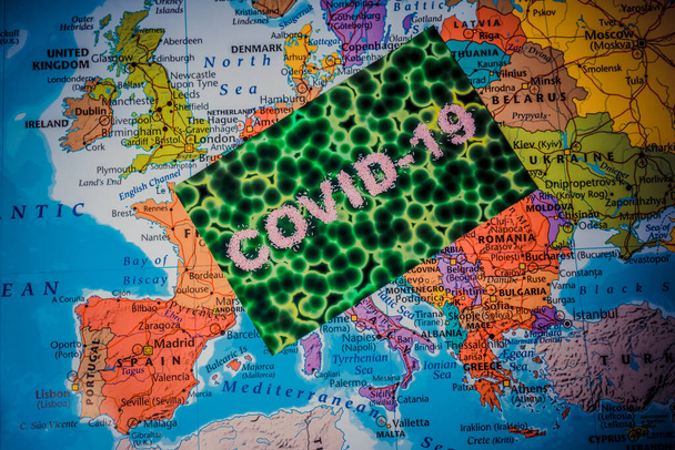 Európa-térkép Coronavirus Covid-19 Karantén - Fotó, kép