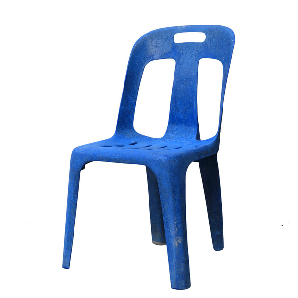 Silla de plástico azul aislada en blanco - Foto, Imagen