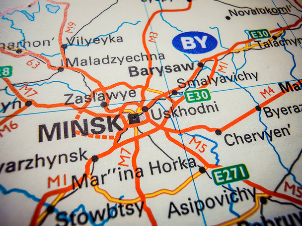 Minsk na cestovní mapě Evropy - Fotografie, Obrázek