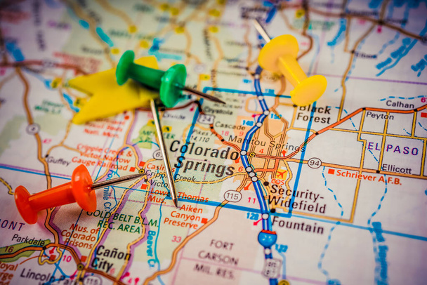 Colorado Springs Usa kaart reisachtergrond - Foto, afbeelding