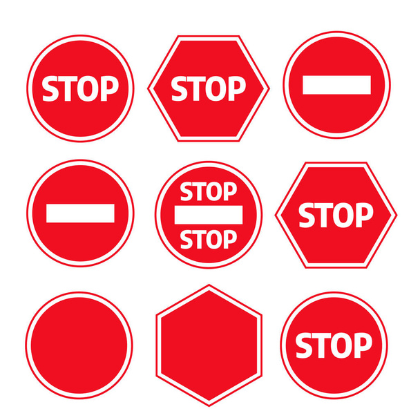 Traffic stop dangerous vector signs. Stop, warning and attention sign - Wektor, obraz