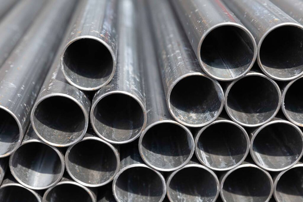 Close - up Stack of construction metal pipes - Photo, Image