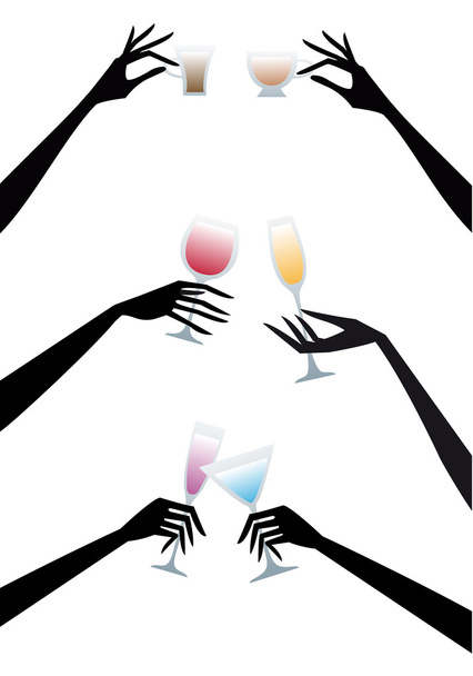 Руки с напитками, вектор
 - Вектор,изображение