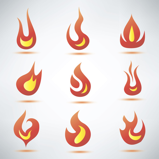 simbolo fiamma di fuoco, set di icone vettoriali - Vettoriali, immagini