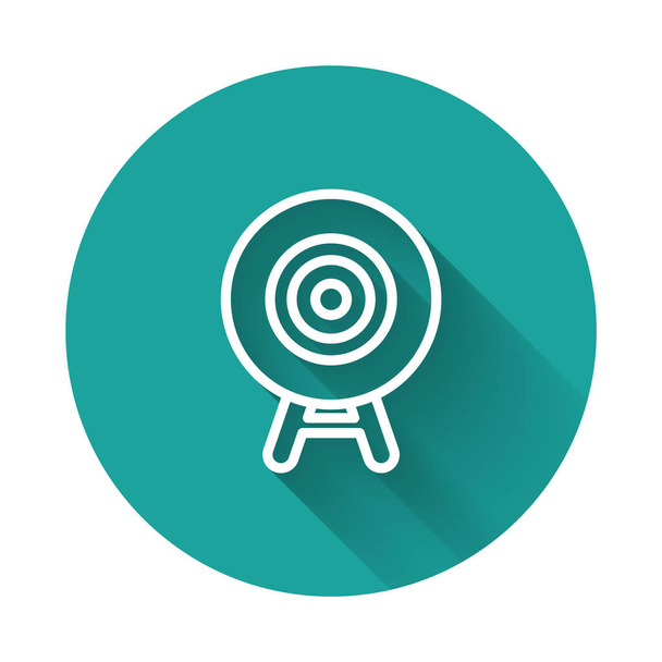 White line Target sport icon isolated with long shadow. Clean target with numbers for shooting range or shooting. Green circle button. Vector. - Vector, Image