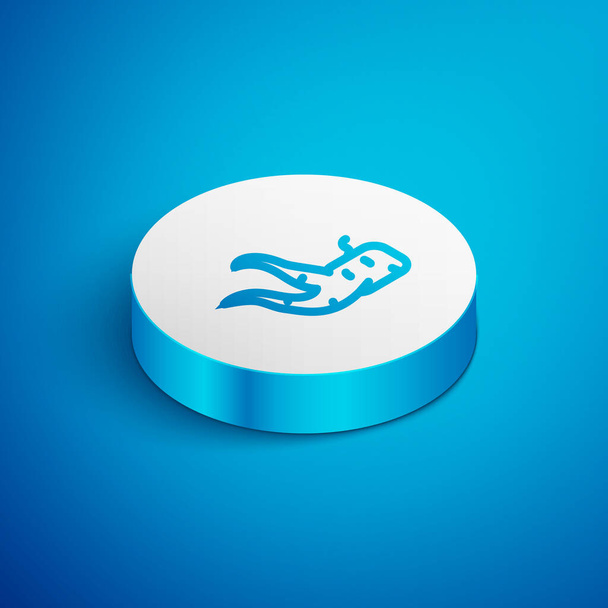 Isometric line Ginger root icon isolated on blue background. White circle button. Vector. - Vector, Image