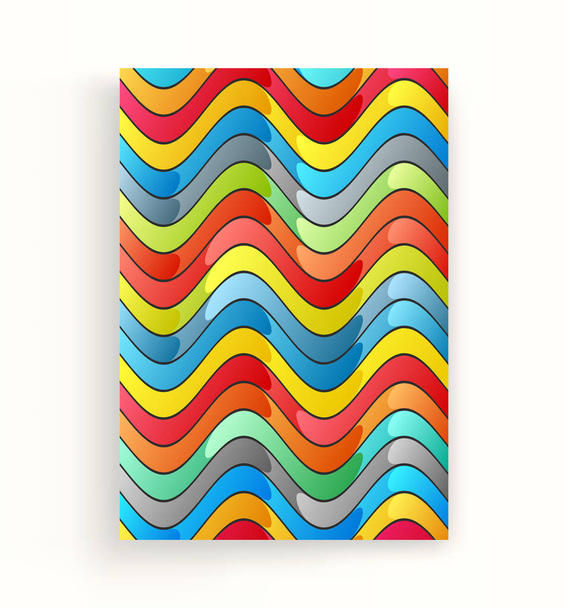 Striped abstraction. Wavy pattern with optical illusion. Background with waves texture. Horizontal curvy lines. 3d vector illustration. - ベクター画像