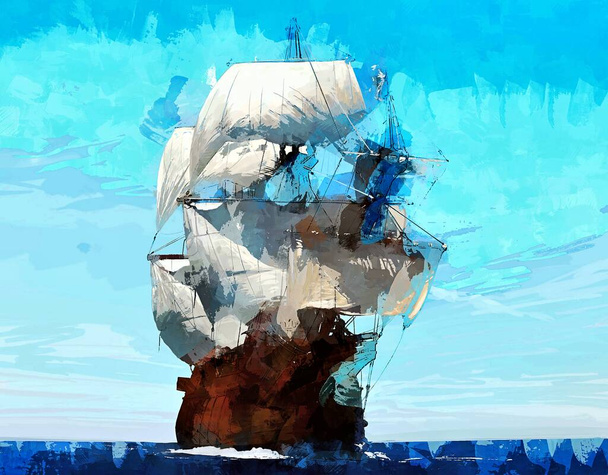 Vecchia barca a vela, pittura digitale, opere d'arte - Foto, immagini
