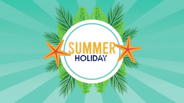 summer holiday season with starfish circular frame - Footage, Video