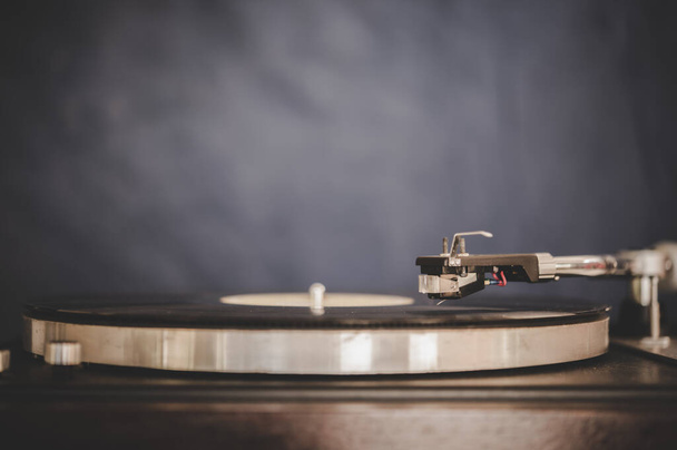 Spinning Record Player With Vintage Vinyl, Turntable Player And Vinyl Record. - Photo, Image