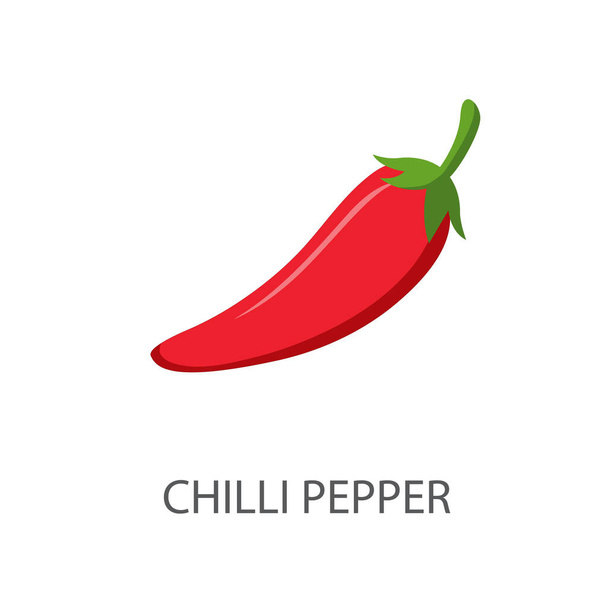 Poivre de piment Isolé sur fond blanc avec l'inscription. Icône Chili Pepper avec texte. Concept d'éducation. Stock vectoriel - Vecteur, image