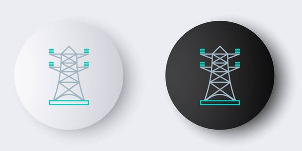 Line Electric tower used to support an overhead power line icon isolated on grey background. High voltage power pole line. Colorful outline concept. Vector. - Vector, Image