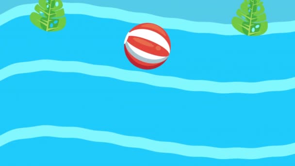 kesälomakausi ilmapalloilla ranta ja vesimelonit merivedessä - Materiaali, video