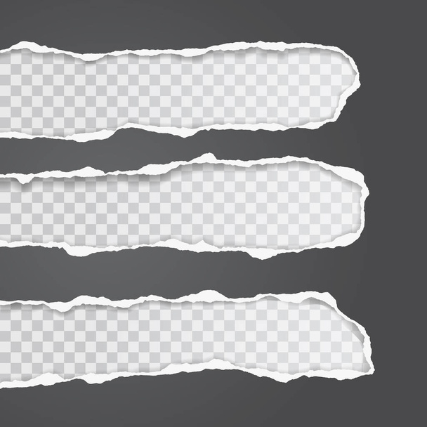 Zerrissen von schwarzen und horizontalen Papierlöchern mit sanftem Schatten, Rahmen für Text auf weißem, kariertem Hintergrund. Vektorillustration - Vektor, Bild