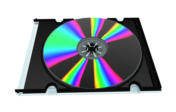 プラスチックケース内のカラフルな虹色のDVD - 写真・画像