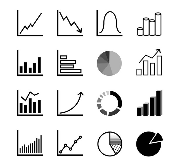 diagramma finanziario e aziendale e set di icone grafico - Vettoriali, immagini