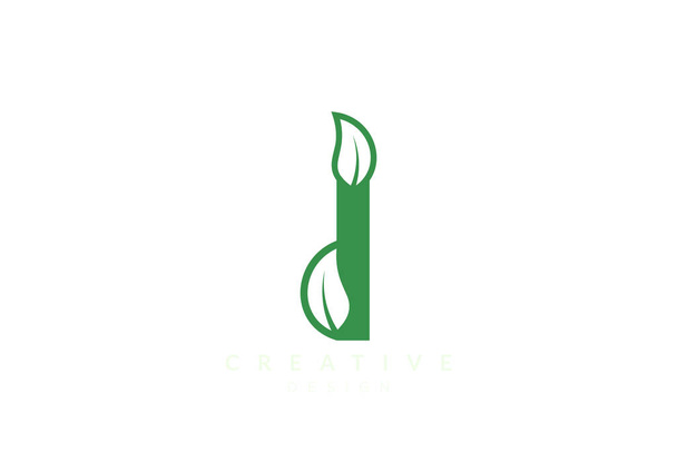 Kombinace listů a písmen abecedy. Minimalistický a jednoduchý design v zelené - Vektor, obrázek