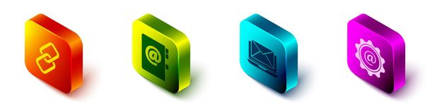 Set Isometric Chain link, Address book, Laptop with envelope and Mail and e-mail icon. Vector. - Vector, Image