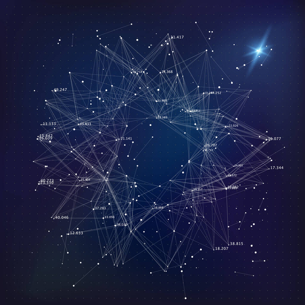 コミュニケーション表現。ユーザーのソーシャルグラフ。接続されたノードの球。抽象的な背景。関係クラスターだ。人的ネットワーク. - ベクター画像