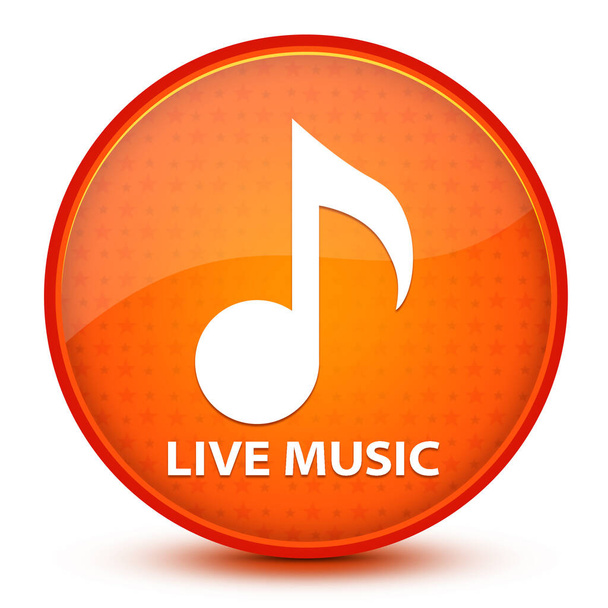 Live music icon isolated on glossy star orange round button abstract illustration - Foto, Imagem