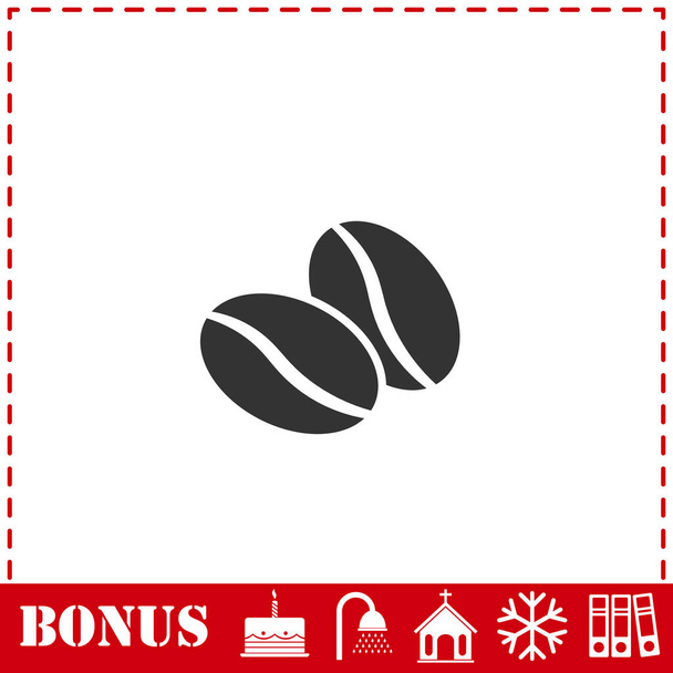 Grain de café icône plat. Symbole vectoriel simple et icône bonus - Vecteur, image