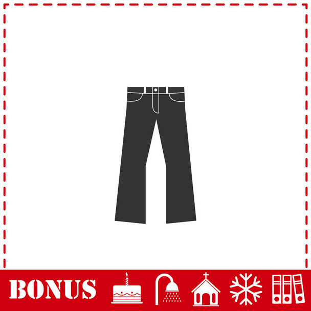 Icône de jeans plate. Symbole vectoriel simple et icône bonus - Vecteur, image