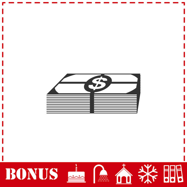 Bundle money icon flat. Simple vector symbol and bonus icon - Vector, Image