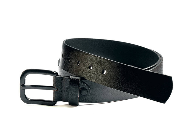 leather black male belt on white background - Photo, Image