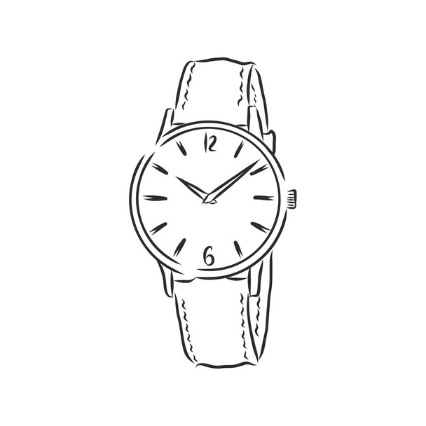 Sketch wrist watch isolated on white background - Vector, afbeelding