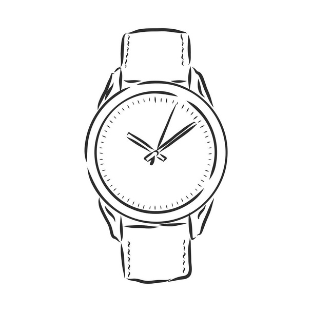 Sketch wrist watch isolated on white background - Vector, Imagen