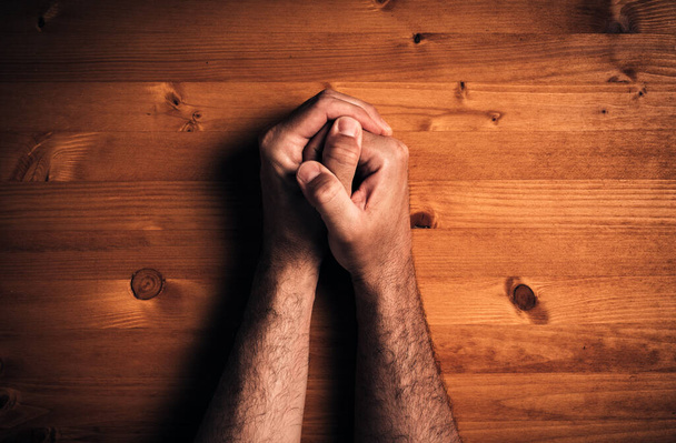 Praying hands, top view religious concept - Valokuva, kuva