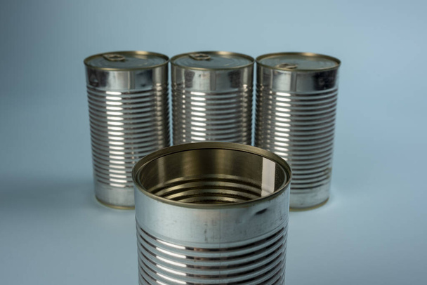 Boîtes en acier avec nourriture pour chien - Photo, image