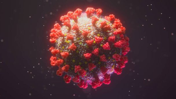 Coronavirus sobre fondo oscuro. SARS-CoV-2.3D Render - ilustración
. - Foto, Imagen