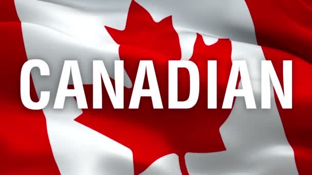 Καναδέζικη σημαία. Καναδική σημαία φόντο κυματίζει στον άνεμο. Σημαία φύλλων κόκκινου σφενδάμου Closeup 1080p HD video. Ημέρα του Καναδά Μόντρεαλ 1080p Full HD 1920X1080 βίντεο βίντεο waving. - Πλάνα, βίντεο