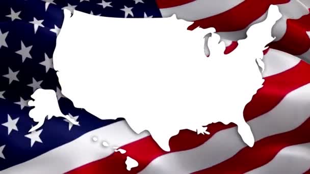 Stati Uniti d'America mappa sventolando bandiera sfondo del gradiente video. Mappa di Waving Flag United States Of America. Mappa degli Stati Uniti d'America per il Giorno dell'Indipendenza, 4 luglio Bandiera Americana degli Stati Uniti che sventola filmati Full HD a 1080p. USA mapAmerica bandiere video news - Filmati, video