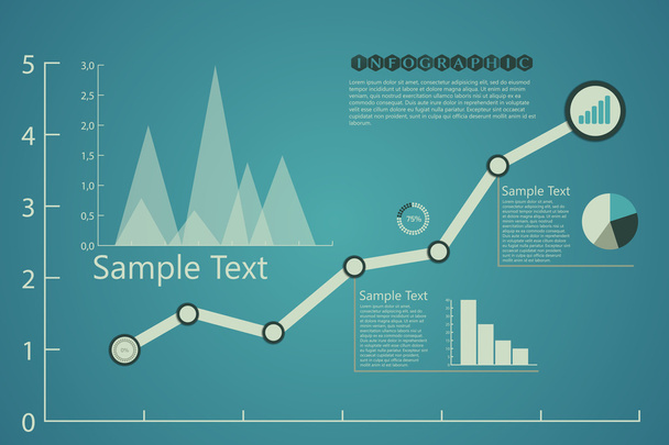 Infographics charts in retro blue - Vector, Image