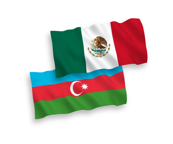Vlaggen van Mexico en Azerbeidzjan op een witte achtergrond - Vector, afbeelding