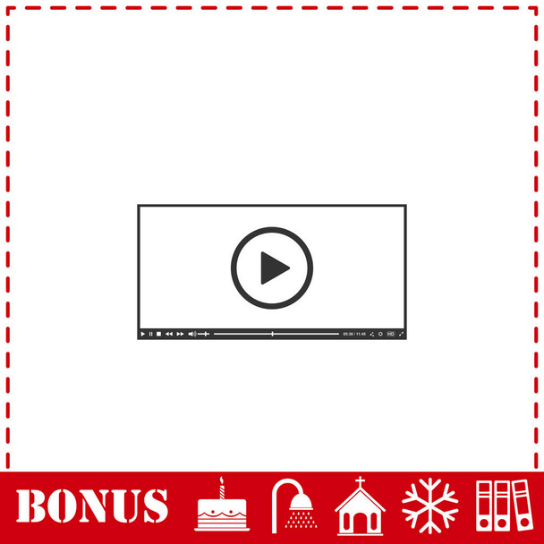 Video player for web icon flat. Simple vector symbol and bonus icon - Vector, Image
