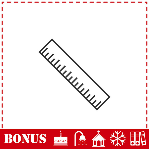 Ruler icon flat. Simple vector symbol and bonus icon - Vector, Image