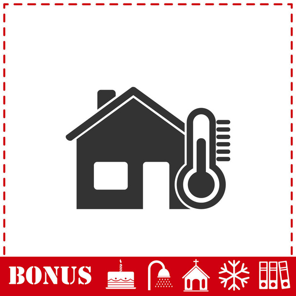 House temperature icon flat. Simple vector symbol and bonus icon - Vector, Image