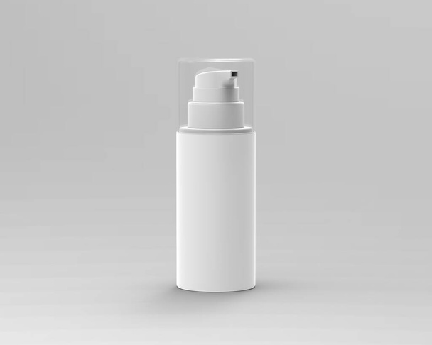 cosmetic bottle with dispenser for layout and design, clear glass bottle spray isolated on white background, 3D rendering - Photo, Image