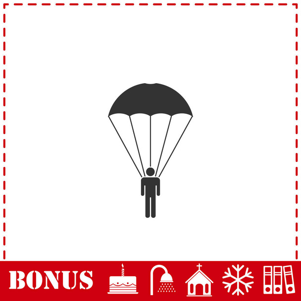 Icona paracadutista piatta. Simbolo vettoriale semplice e icona bonus - Vettoriali, immagini